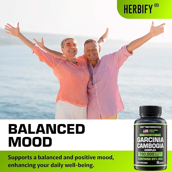 HERBIFY Garcinia Cambogia Wellness Support Supplement for Women & Men - Herbal Extract with Antioxidant Properties - Energy Booster for Daily Vitality and Digestive Support - 60 Count