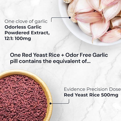 Blueprint Bryan Johnson Red Yeast Rice and Odor Free Garlic Supplement - Herbal Dietary Supplement for Women and Men - Vegan - (30 Servings)