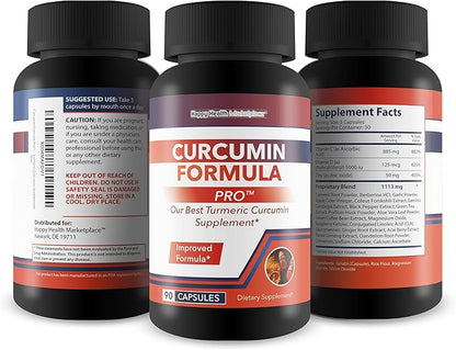 Curcumin Formula Pro - Improved Formula - Our Best Turmeric Curcumin Ginger Supplement - High Absorption Turmeric with Black Pepper for Enhanced Bioavailability - Bio Curcumin Supplements