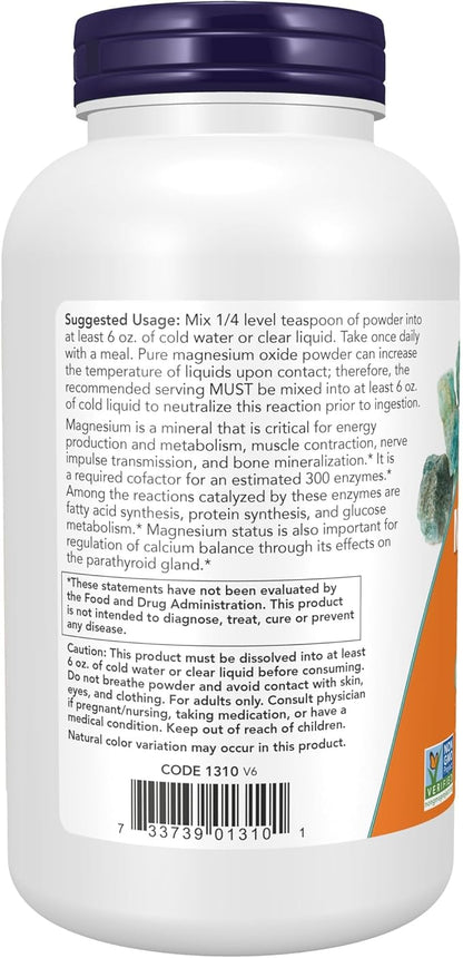 NOW Supplements, Magnesium Oxide, Enzyme Function*, Nervous System Support*, 8-Ounce (Pack of 2)