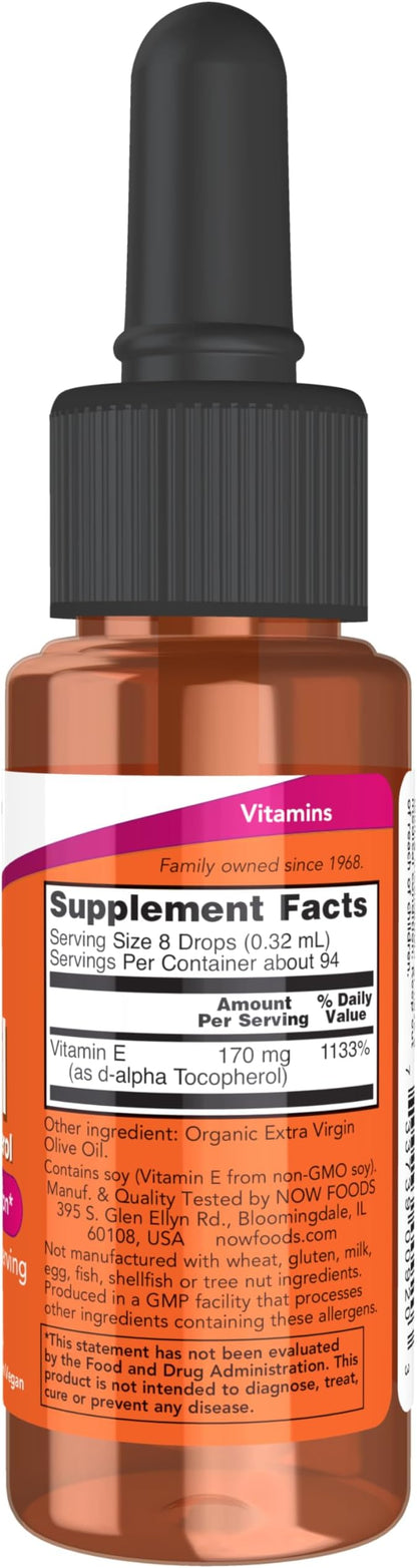 NOW Foods Supplements, Natural Vitamin E-Oil Liquid (D-Alpha Tocopherol), Antioxidant Protection*, 1-Ounce