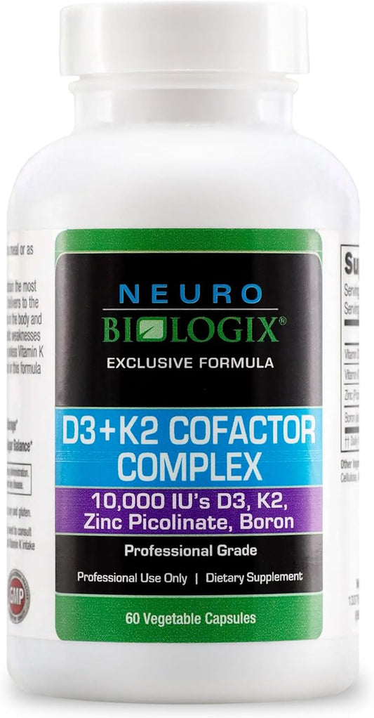 D3+K2 Cofactor Complex - Helps Maximize Vitamin D Benefits for Bone, Heart & Immune Support - Formulated with Vitamin D3, K2 (vitaMK7®), Zinc & Boron to Promote Efficient Calcium Utilization – 60 Caps