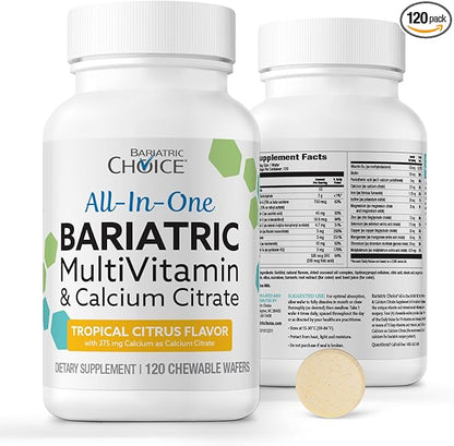 Bariatric Choice All-in-One Chewable Bariatric MultiVitamin with Iron & Calcium Citrate, Tropical Citrus (120ct)