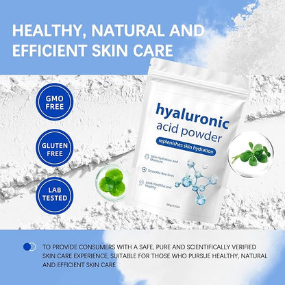 2 Pcs Hyaluronic Acid Powder, Cosmetic Grade Water Soluble Hyaluronic Hydrating for Face Anti-Aging Skincare, DIY Face Serum and Mask.