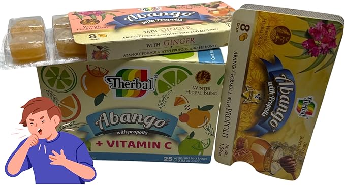 Abango Propóleo y Equinácea Té Vitamina C(Abango with Propolis Echinacea Tea w/Vitamin C) Natural 25 Tea Bags + 2 Cough Drop Trays (8 Individually Wrapped Drops Each) Herbal Dietary Supplement