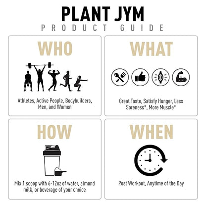 Plant JYM Oatmeal Cookie Gourmet Dairy Free Plant Protein for Recovery, 5g BCAA, Lactose Free, Gluten Free for Men & Women 2lbs