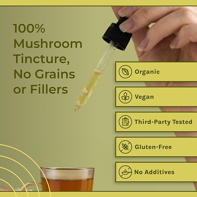 Naturealm Lion’s Mane Mushroom Liquid Tincture Supplement – Focus, Memory & Brain Health, Vegan, Non-GMO – Organic Fruiting Bodies, 2 Month Supply