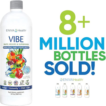 Eniva Health Vibe Liquid Daily Multivitamin | Fruit & Veggie Superfood Supplement | Doctor Formulated | 2 Bottle Value Pack 64 oz