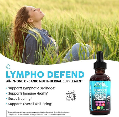 Organic Lymphatic Drainage Drops Supplement with Burdock Root Echinacea Elderberry Dandelion Astragalus Milk Thistle Sea Moss Red Clover Lymphatic Cleanse Immune Support Marigold Drop By Clean Nutra-5