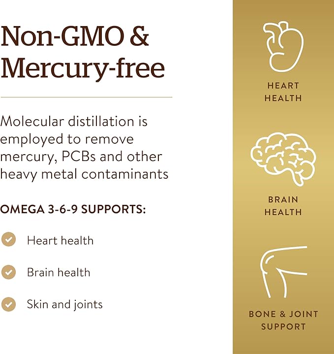 Solgar 1300 mg Omega 3-6-9, 120 Softgels - Fish Oil Supplement - Support for Heart, Joint & Skin Health - Includes Flaxseed & Borage - Contains EPA & DHA - Omega 3 Fatty Acids - 40 Servings