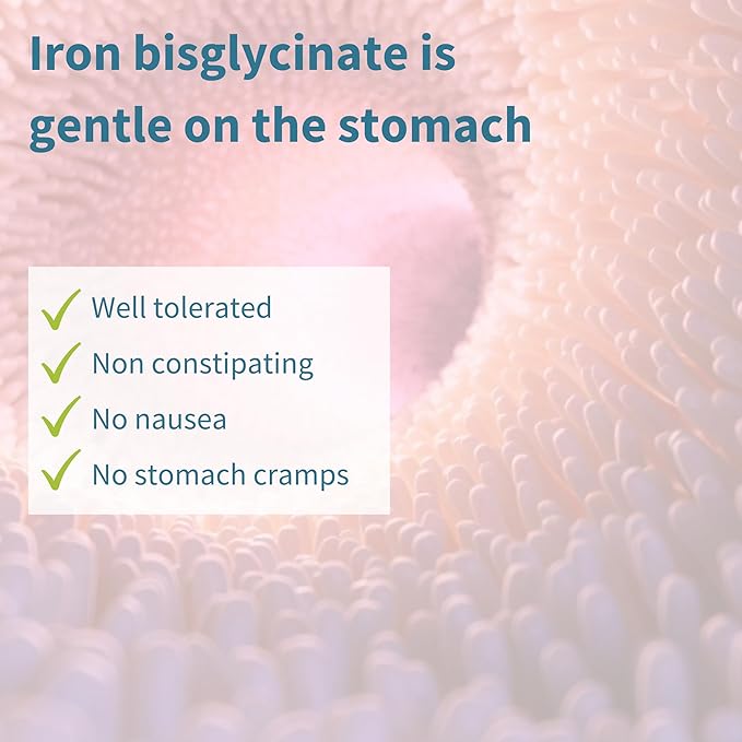 Igennus High Absorption Chelated Iron Bisglycinate 20mg, Vitamin C, 6 Month Supply, Gentle Formula, Clean Label & Targeted Release Ferrous Bisglycinate for Women and Men, One Daily, Vegan, 180 Tablets