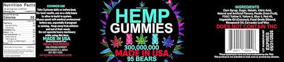 Hemp Gummies Sleep Relaxation Edibles-Natural Fruity Flavors Gummy Bears for Bedtime-Advanced Hemp Oil Infused-Made in USA