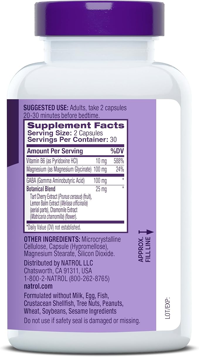 Natrol Sleep & Restore Capsules with Magnesium Glycinate 100mg, GABA, Essential for Your Ultimate Restorative Sleep, Melatonin-Free, 30 Day Supply