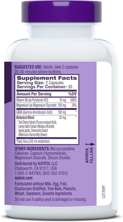 Natrol Sleep & Restore Capsules with Magnesium Glycinate 100mg, GABA, Essential for Your Ultimate Restorative Sleep, Melatonin-Free, 30 Day Supply
