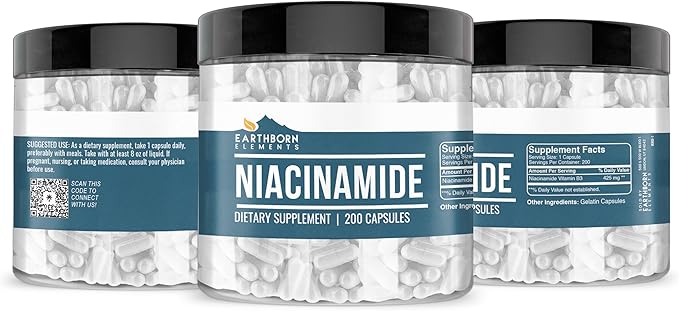 Earthborn Elements Niacinamide (Vitamin B3), Capsules, No Magnesium Fillers, No Flush