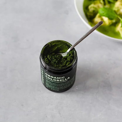 Erbology Organic Chlorella Powder 3.2 oz - 45 Servings - Sustainably Sourced in Spain - Body Cleansing and Immunity Support - Rich in Chlorophyll, B Vitamins, Iron and Phosphorus - Vegan - GMO-Free