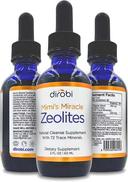 Mimi's Miracle Zeolites: Micronized Zeolite Supplement Liquid with 70 Trace Minerals - Supports Cell Restoration, Immune & Digestive Tract Health - (2 oz Bottle, 30 Day Supply)