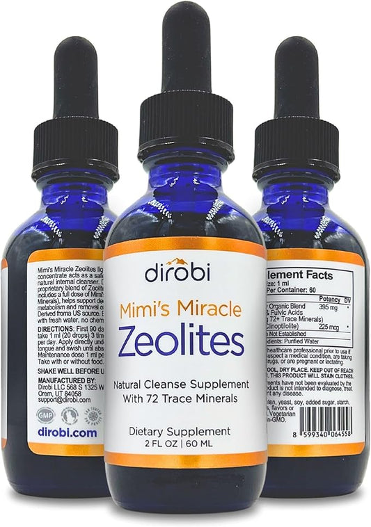 Mimi's Miracle Zeolites: Micronized Zeolite Supplement Liquid with 70 Trace Minerals - Supports Cell Restoration, Immune & Digestive Tract Health - (2 oz Bottle, 30 Day Supply)