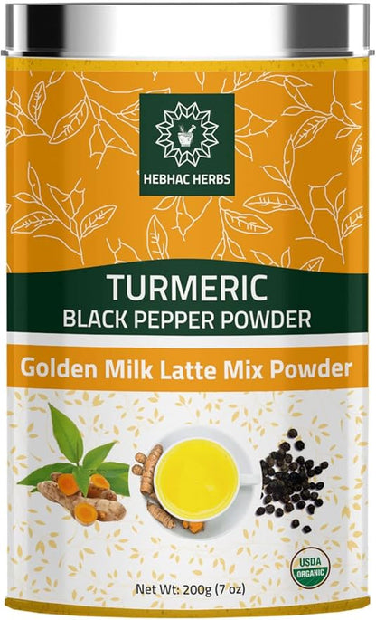 Turmeric Curcumin Powder with Black Pepper - Turmeric Latte Mix with Turmeric Curcumin, Black Pepper - Golden Milk Instant Drink Mix Powder