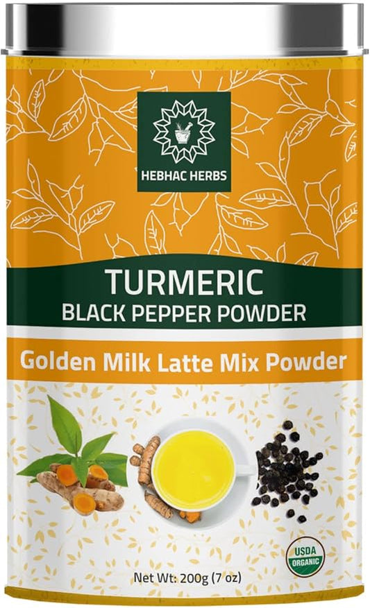 Turmeric Curcumin Powder with Black Pepper - Turmeric Latte Mix with Turmeric Curcumin, Black Pepper - Golden Milk Instant Drink Mix Powder