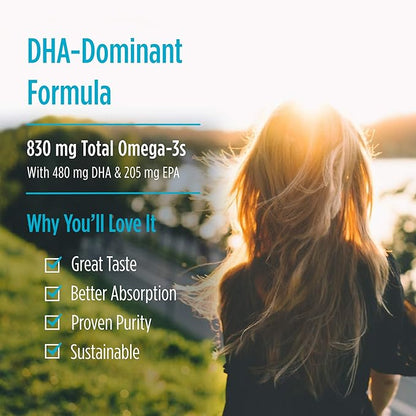 Nordic Naturals DHA, Strawberry - 180 Soft Gels - 830 mg Omega-3 - High-Intensity DHA Formula for Brain & Nervous System Support - Non-GMO - 90 Servings