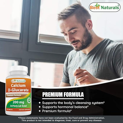 Calcium D-Glucarate 200 mg & Vitamin K2 (MK7) with D3