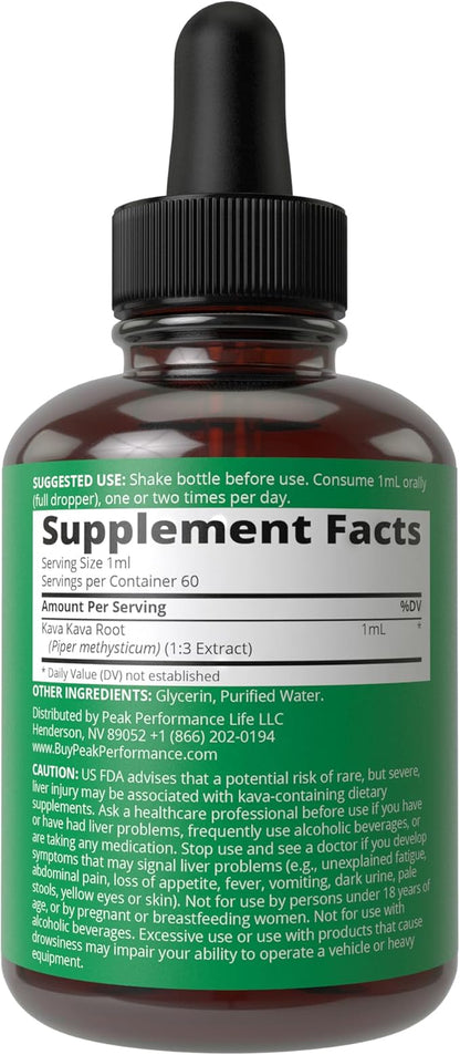 Kava Kava Root Extract Calming Liquid Drops More Concentrated - 1:3 Extraction Ratio. Vegan Supplement Aid for Relaxation, Calming, Natural Sleep. Sugar Free Gluten Free USA Tested Tincture