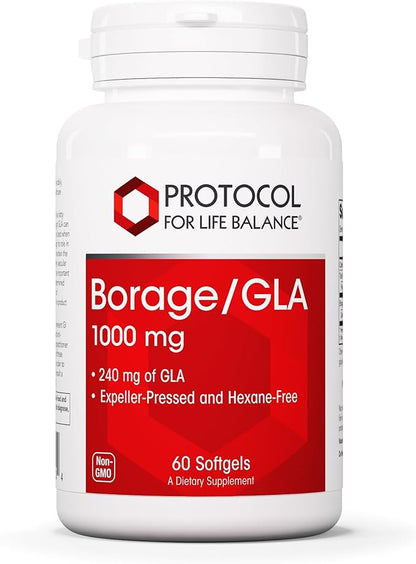 PROTOCOL FOR LIFE BALANCE Borage/GLA 1,000mg - 240mg GLA - Expeller-Pressed & Hexane-Free - Support Normal Immune Function - Borage Seed Oil - Dairy & Soy Free - 60 Softgels