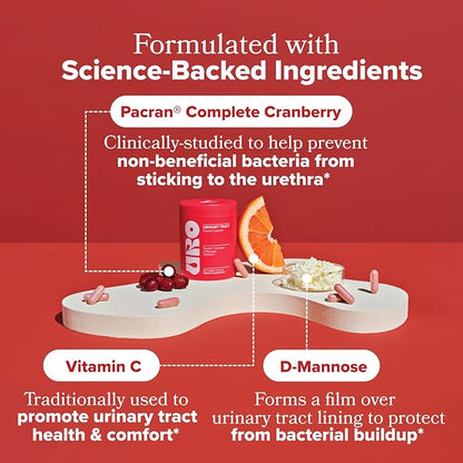 O Positiv URO Urinary Tract Health Supplement for Women, 60 Count (Pack of 1) - Urinary Support Vitamins with Pacran Complete Cranberry Extract, D-Mannose, & Vitamin C - Vegan & Gluten-Free