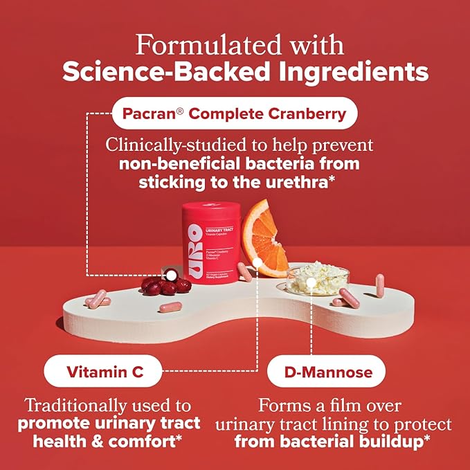 O Positiv URO Urinary Tract Health Supplement for Women, 60 Count (Pack of 2) - Urinary Support Vitamins with Pacran Complete Cranberry Extract, D-Mannose, & Vitamin C - Vegan & Gluten-Free