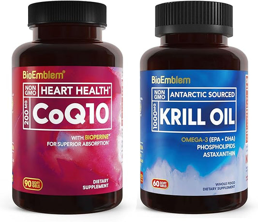 BioEmblem Antarctic Krill Oil Supplement and CoQ10 with BioPerine