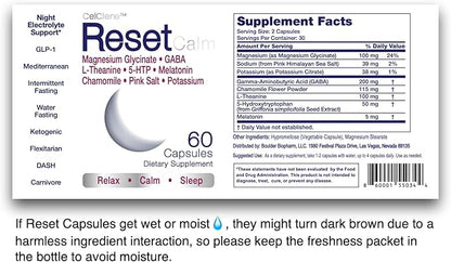 ResetCalm Night Electrolyte Formula, Magnesium Glycinate, 5-HTP, GABA, L-Theanine, Chamomile and Melatonin