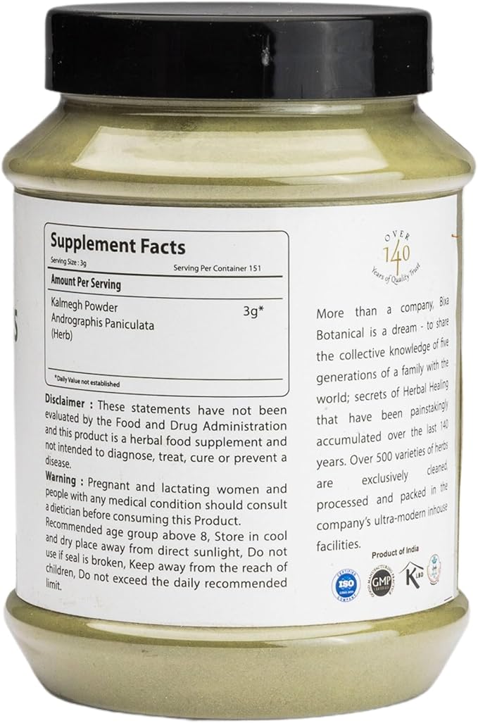 bixa BOTANICAL Andrographis Powder 454 GRM (16Oz) | Andrographis Paniculata | Bitter Herb Kalmegh | Herbal Supplement Natural Liver Tonic | Ayurvedic herb for Digest toxins (16 Ounce (Pack of 1))