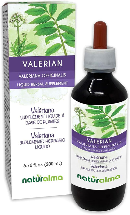 Naturalma Valerian (Valariana officinalis) Root Alcohol-Free Tincture - 6.76 fl oz Liquid Extract in Drops - Herbal Supplement - Vegan