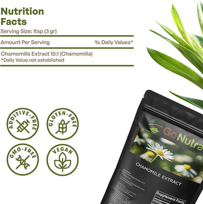 Go Nutra Chamomile Extract Powder 10:1 Strength Apigenin Supplement 8 oz. Herbal Extract
