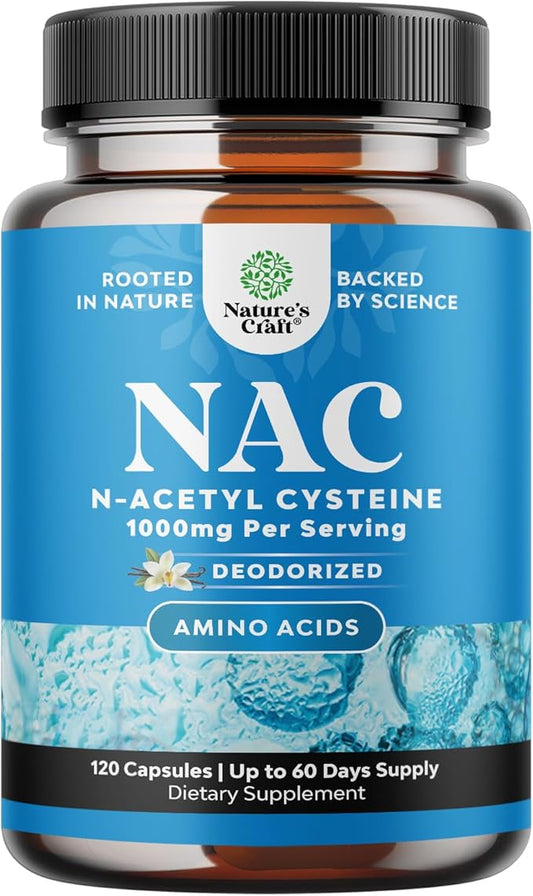 NAC Supplement N-Acetyl Cysteine 1000mg - Vegan High Absorption Non-Smelly NAC 1000mg Capsules Glutathione Precursor for Liver Cleanse Detox & Repair plus Lung Health and Immunity Support (2 Months)