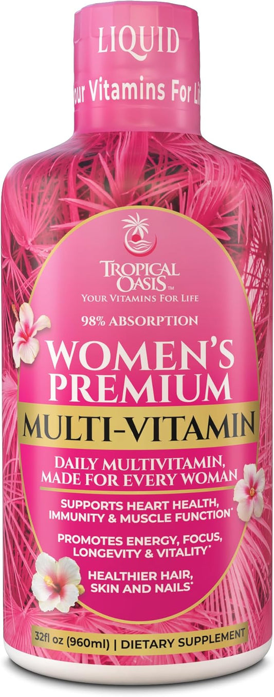 Premium Liquid Multivitamin for Women | Sugar Free Women’s Multivitamin | 100+ Vitamins, Minerals & Herbs Promote Anti-Aging, Heart, Brain & Bone Health |98% Absorption Rate | Non-GMO | 32 Serv