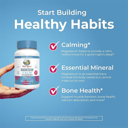 MaryRuth Organics Calm Magnesium Citrate Gummies | 2 Month Supply | Sugar Free | Magnesium Supplement for Adults | Stress Relief | Bone Health | Vegan | 60 Count