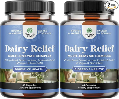 Lactose Intolerance Pills 120 Days Supply - Fast Acting Dairy Digestive Enzymes - Dairy Relief Pills for Digestion, Bloating, Gas and Carb Protein - Digestion Supplement for Lactose Intolerance Relief