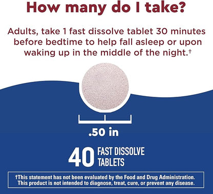 Nature Made Wellblends Back To Sleep, Lower Dose Melatonin 1 mg, L theanine 100 mg and GABA 100mg, Sleep Supplement, 40 Fast Dissolve Tablets