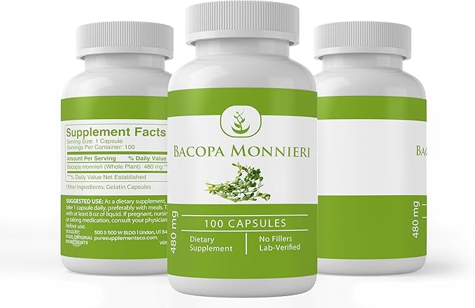 Pure Original Ingredients Bacopa Monnieri, (100 Capsules) Always Pure, No Additives Or Fillers, Lab Verified
