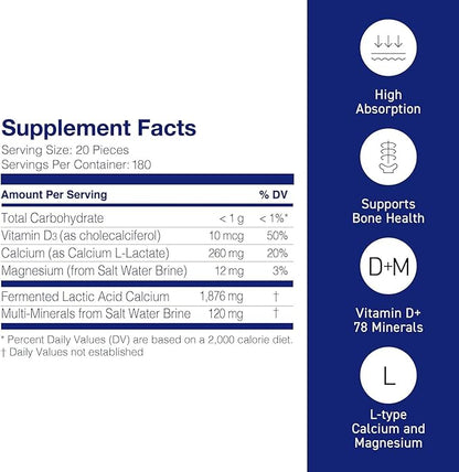 Mineral L-Cal, Calcium with Vitamin D3 In Ball Format, Enriched with Magnesium and Minerals, Water Soluble and Fast Absorbing, Calcium Magnesium D3 Supplement, 3,600 Balls & 360g per Bottle, Pack of 1