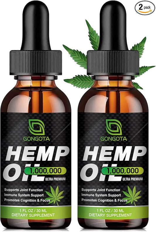 (2-Pack) High Potency Hemp Oil - 1,000,000 Maximum Strength - Helps Relaxation, Stress, Calming, Sleep - Organic Hemp Oil Extract - Vegan, Immunization Support, Non-GMO