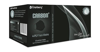 Cranberry USA C2900K Cranberry Carbon Earloop Face Masks, Black (Pack of 50)