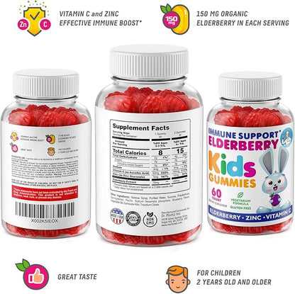 DR. MORITZ Elderberry Gummies for Kids and Adults (2 Pack) - Elderberry Vitamin C and Zinc for Kids Immune Support - Vegetarian, Gluten Free
