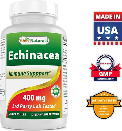 Best Naturals Echinacea 400 mg 250 Capsules (Pack of 2)