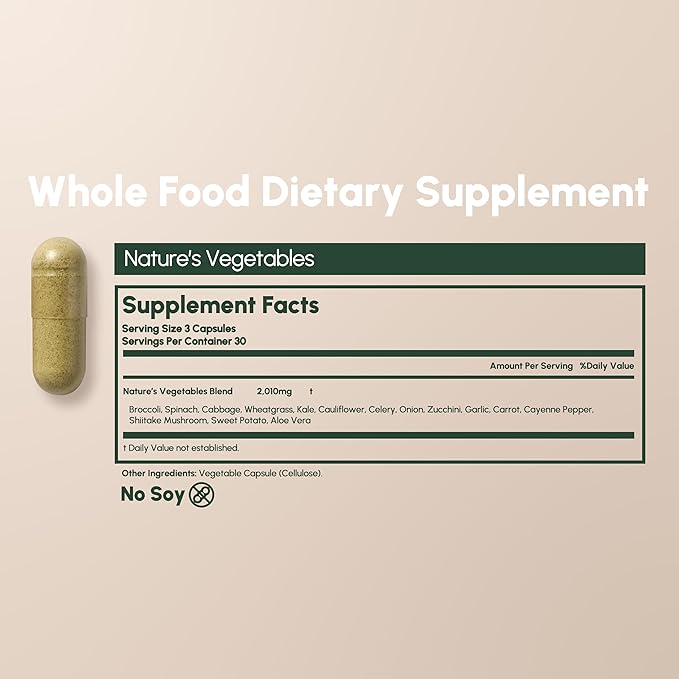 Vegetables Supplements | Veggies Supplement to Find Balance | of Nature, Vegetable Capsules for Adults, Simply Natures Superfood Veggies | 90 Count, 1 Mo Set