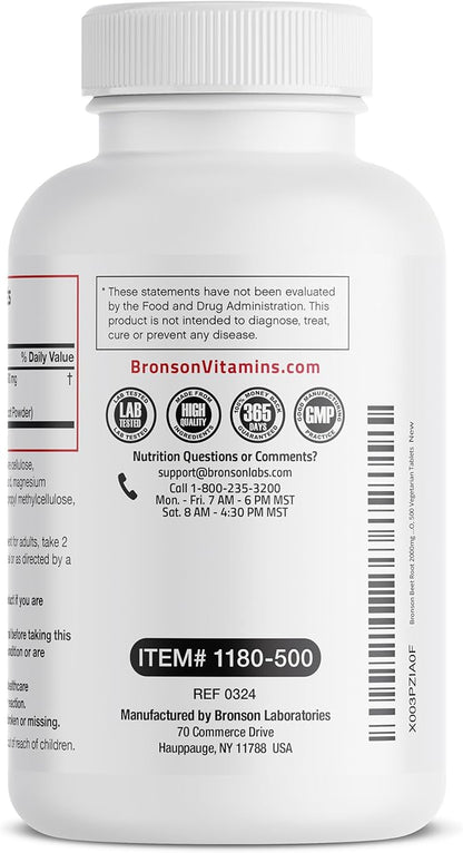 Bronson Beet Root Extra Strength, Non-GMO, 500 Vegetarian Tablets