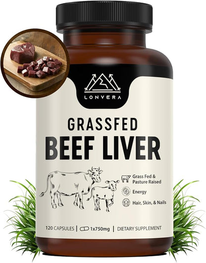 Grass Fed Beef Liver Capsules | Dessicated Liver Supplement | Freeze Dried Liver Pills | 30 Servings | 3000 mg | 120 Count