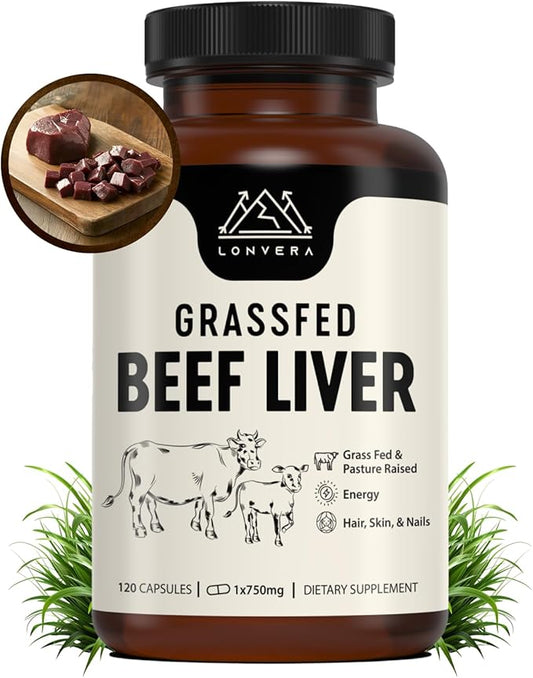 Grass Fed Beef Liver Capsules | Dessicated Liver Supplement | Freeze Dried Liver Pills | 30 Servings | 3000 mg | 120 Count